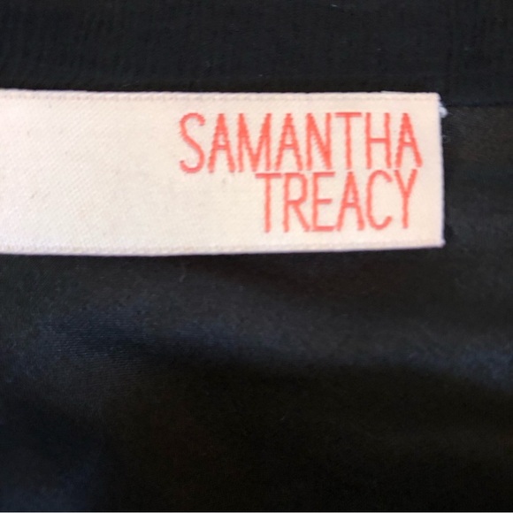Samantha Treacy black silk halter dress lace front side zip lined wavy hemline 4 - Picture 10 of 12